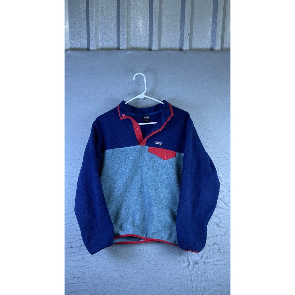 Patagonia Synchilla Pullover Kids XL 14 Blue Good Fleece Snap-T Colorblock